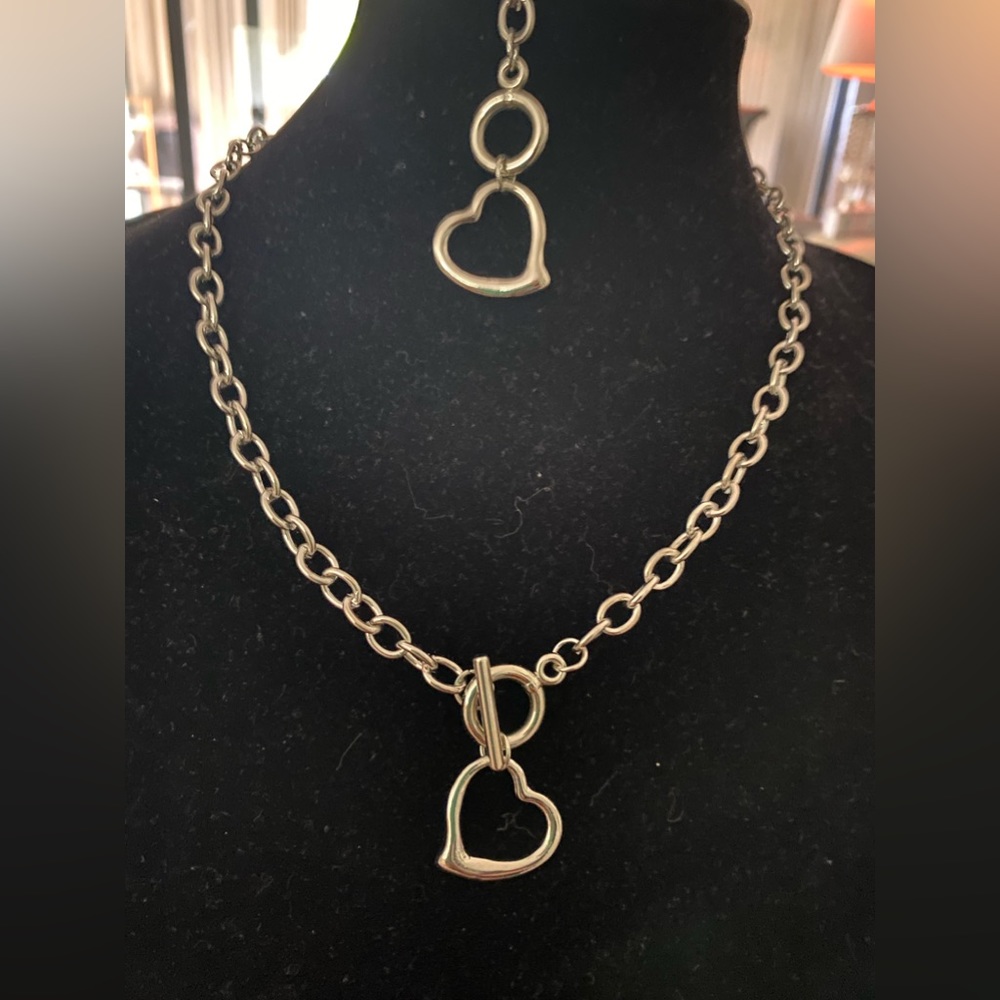 Heart 💜 Necklace and Bracelet Set Titanium Steel 3 item bundle EXTRA 10% OFF!!!